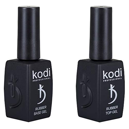 Kodi Professional BEST SET 2in1 Гумена ОСНОВА 12 мл. + Гума ТОП 12 мл. / 0.4 течни унции Гел LED/UV Лак За нокти Палто Soak Off Оригинален Нов Дизайн