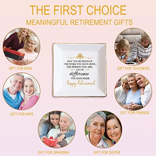 EQgrass Пенсиониране Подаръци за Жени, Честит Пенсиониране Подарък, Керамично Бижу Пръстен съд за Жени, е най-Добрият Пенсионен Подарък за баби, Колеги, медицински сес?