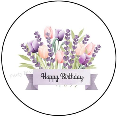 1.5 Inch Happy Birthday Lavender Stickers - Happy Birthday Stickers - Birthday Stickers Seals Плик Етикети - AA61RK (30
