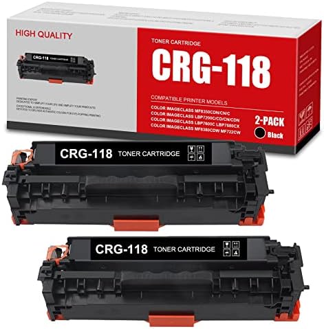 Съвместим 2 Черно CRG-118 118 Рециклирана Тонер касета Замяна за цветни Принтери ImageClass LBP7600C LBP7660Cdn