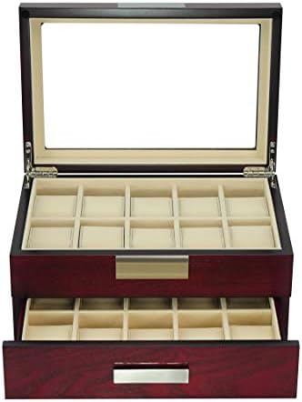 Decorebay Cherry Oak Wood 20 Slot Watch display case and Jewelry Box Storage Organizer ( Любимец)
