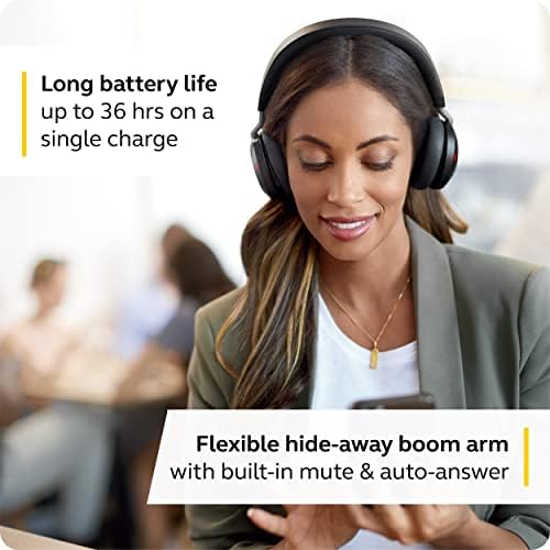 Безжична слушалка Jabra Evolve2 75 PC с 8-микрофонной технология-Двойно полистирен стерео слушалки с регулируем разширен активно шумопотискане, адаптер USB-C Bluetooth и съвмест?