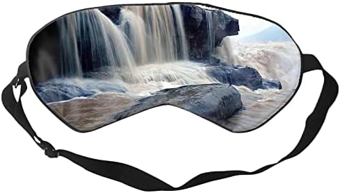 Yellow River Hukou Waterfalls Удобна Маска за очи с Превръзка на Очите и Регулируеми,Маска за Сън, за Жени, Мъже, Успокоява сухота в Очите на 99% Blockout Light Eye Cover & Blindfold за Пътуване, Про