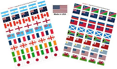 Произведено в САЩ! 100 стикери, представляващи отбор на световното Първенство по ръгби 2019 г.; 1,5 x 1 Самозалепващи