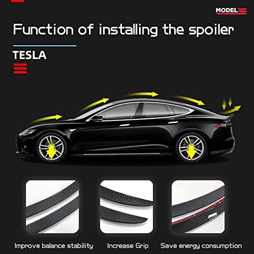 HANSSHOW Real Carbon Fiber Spoiler for Tesla Model 3 2017-2021/Model Y 2020-2021 Спойлер, Крило, Заден Спойлер на Багажника