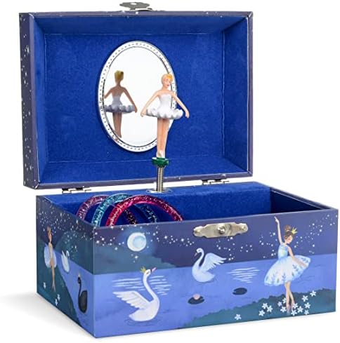 Jewelkeeper гърлс Musical Jewelry Storage Box with Spinning Ballerina, Glitter Design, Swan Lake Tune