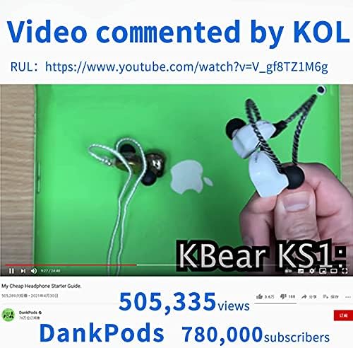 KBEAR KS1 in Ear Monitor Bass накрайници за уши за Слушалки с Кабел,Чист Звук Стерео Слушалки, Вокали Напред Висока Резолюция