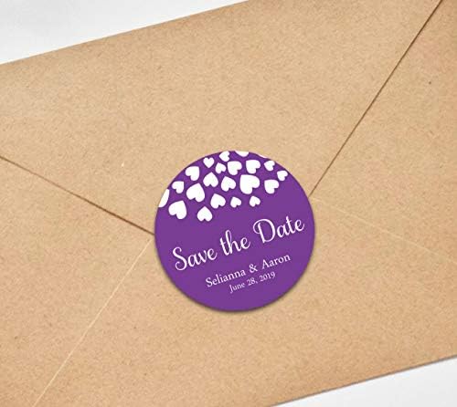 Darling souvenir е Round 45 Pieces Hearts Save The Date Stickers Wedding Personalized Bride Groom Names and Date Envelope