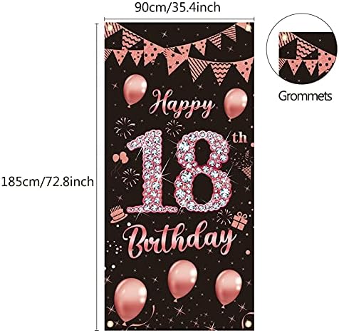 18th Birthday Door Banner & Балон Arch Garland Kit Decorations for Girls, Large 18 Year Old Birthday Party Door Cover Background Доставки, Happy Eighteen Birthday Poster Sign(Rose Gold)