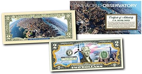 ONE World Observatory Раскрашенная банкнота в 2 долара на САЩ Законно платежно средство на Световния търговски център