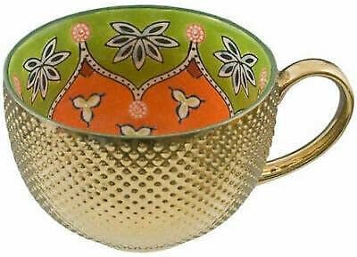 Голям Луксозен Позлатен Зелен Трио Детелина Напитка, Чай Чаша за Кафе 28 грама Комплект От Две