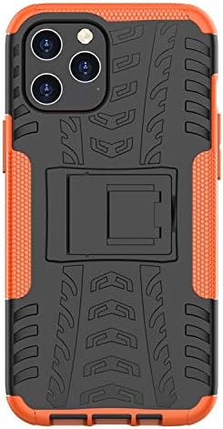 Съвместимост с iPhone 12 Pro Max Case, Тежкотоварни Здрав Хибриден Двуслойни устойчив на удари Твърд Калъф с Вградена стойка за iPhone 12 Pro Max 6,7 инча 2020, оранжево