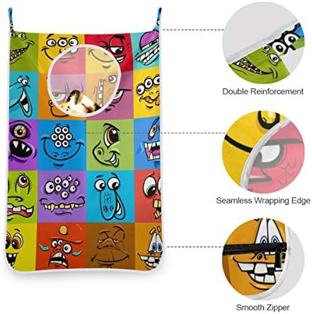 hengpai Kids Сладко Hanging Laundry Възпрепятстват Bag Мръсни Дрехи Bag Basket Fabric Wash Bag with Door Wall Hooks,Cartoon Monsters