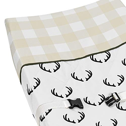 Sweet Jojo Designs Green and Beige Rustic Deer Buffalo Plaid Check Changing Pad Cover for Woodland Camo Collection