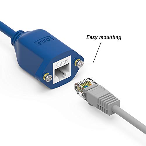 4ft (1.2 M) Panel-Mount Cat6 24AWG Ethernet кабел 4 фута (1.2 м) Мрежов кабел Gigabit LAN RJ-45 Високоскоростен Пач - кабел, синьо (4 опаковки)