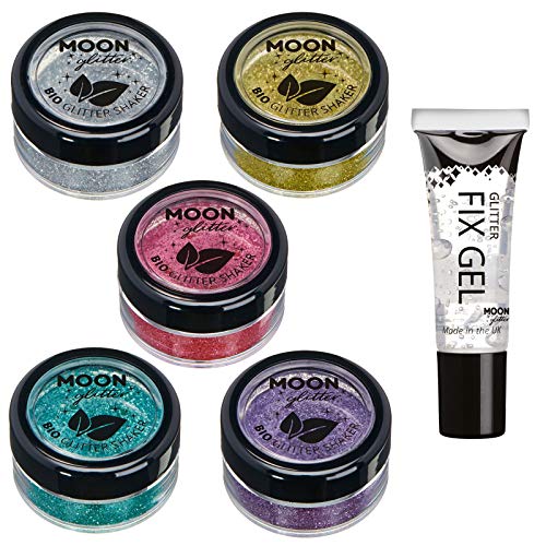 Biodegradable Eco Glitter Shakers by Moon Glitter - Bio Cosmetic Glitter for Face, Body, Nails, Hair and Lips - 5g