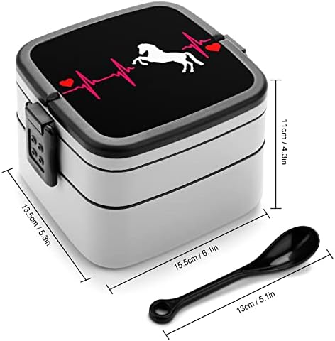 My Heart Beats For Horse Print All In One Double Layer Bento Box for Adults/Children Lunch Box Meal Kit Подготовка Containers