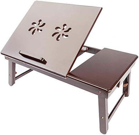 FYYFS Retro Adjustable Bamboo Lap Desk Tray 20.8 Inch Bamboo Computer Desk Lap Desk Tray (тъмно кафяво)