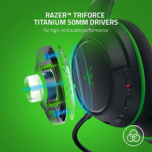 Безжична детска слушалки Razer Kaira за Xbox Series X | S: Драйвери TriForce Titanium 50mm - Кардиоидный микрофон - Дишащи амбушюры от пяна с памет Бутон - сдвояване на еквалайзера и Xbox - Windo