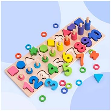 FRBT Educational Building Blocks Toy,Wooden Number Пъзел формата на сърце Block and Magnetic Fishing Game,Детски Preschool Interactive Пъзел Sorting Stacking Number Game,for 3 Years OldChildren (Color : 2)