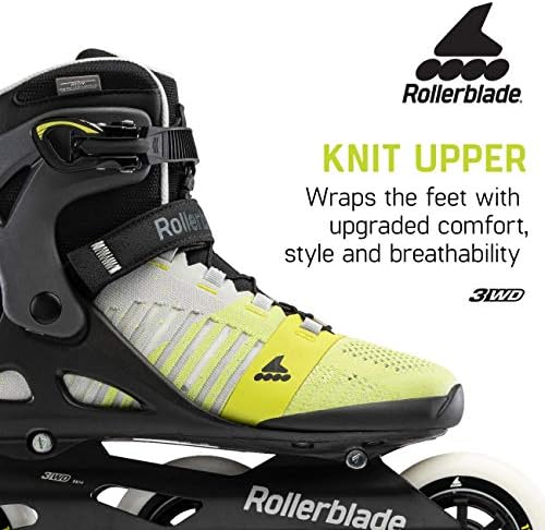 Rollerblade Macroblade 110 3WD Мъжки Adult Fitness Inline Skate, Сиво и Жълто, Performance Inline Skates