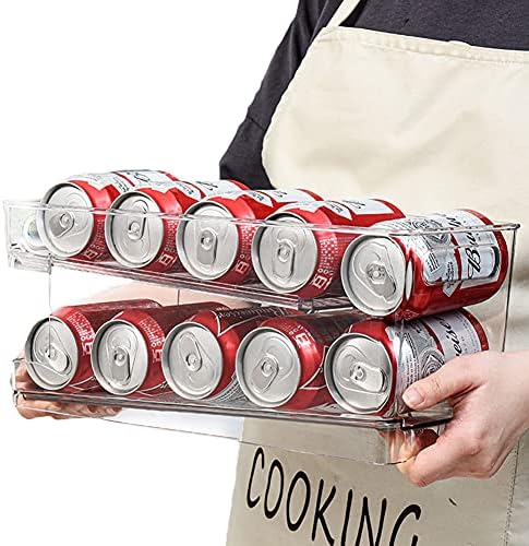 DAOGUAN Soda Can Organizer ПЕТ Двуслойни Автоматично Откатный Хладилник Организатор Силози с Дръжка за Хладилник Морозильные