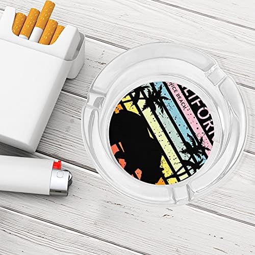 Vintage California Bear Smoking Ashtray Glass Cigarette Cigar Ash Tray Custom Smoker Holder Round Case