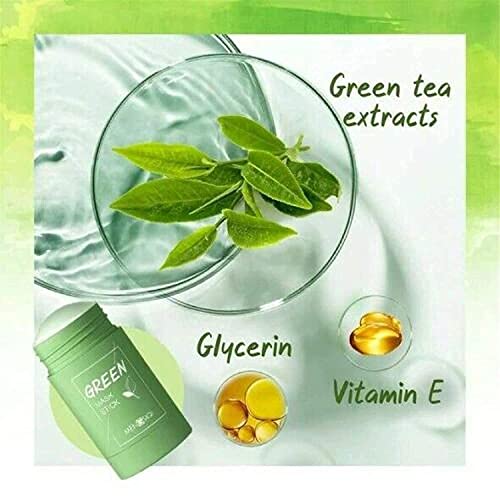 2 броя Зелена Чаена Маска - Пръчка за Лице, Средство за премахване на черни точки с екстракт от зелен чай, Дълбоко Почистване