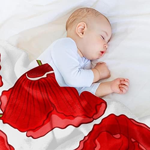Флисовое одеало за диван - Удобни Леки Меки одеяла и наметала за деца и възрастни - 59.0x51.1 in - Red Poppy Pattern