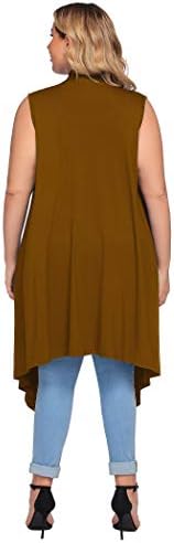 IN'VOLAND Womens Plus Size Sleeveless Cardigan Vest Long Duster Cardigan Open Front Asymmetric Hem
