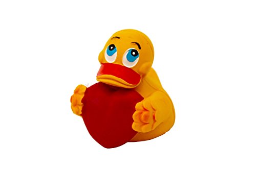 Играчка за баня патица на сърцето любов гумена | напълно естествена, органична, приятелска към ин витро, пищалка | Импортированная от Барселона, Испания