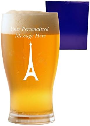 ПЕРСОНАЛНИ ГРАВИРАНЕ (до 20 символа) 1 Пинта бира чаши Tulip с проектирането на Айфеловата кула и подарък кутия