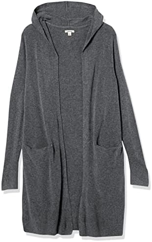 Goodthreads Women ' s Mid-Gauge Stretch Hooded Longline Cardigan Sweater