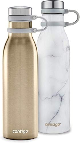 Contigo Couture Collection, 2 Опаковки – Contigo Бутилка за вода от неръждаема стомана, 20 грама, Мрамор/Шампанско
