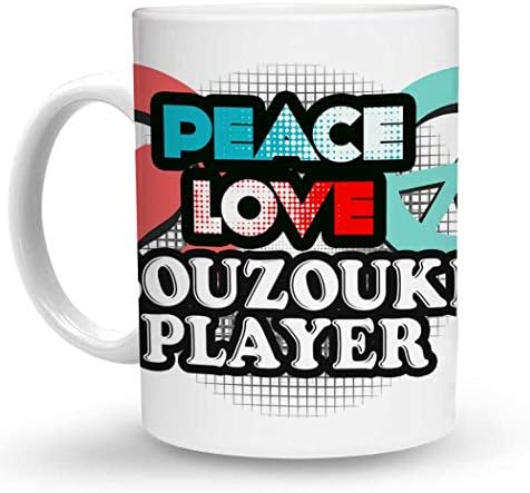Makoroni - PEACE LOVE BOUZOUKI PLAYER Music 15 грама Керамични Голяма Чаена чаша/Дизайн на чаша42