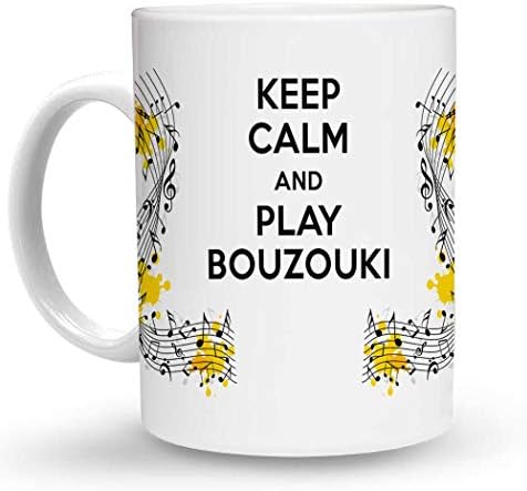 Makoroni - KEEP СПОКОЙНО AND PLAY BOUZOUKI 15 oz Ceramic Large Coffee Mug/Cup Design#1