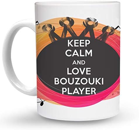 Makoroni - KEEP СПОКОЙНО AND LOVE BOUZOUKI PLAYER 15 oz Ceramic Large Coffee Mug/Cup Design75
