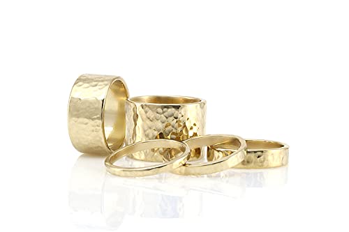 Уникално Дамско Златен пръстен 14к - Широко Молотковое Пръстен, Просто Годежен Пръстен, Пръстен Обещания, Пръстен Отчети