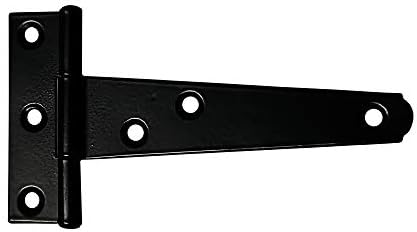 Akatva 123mm T Hinge Set of 4 Piece Heavy Duty Gate Hinges for Wooden and Metal Fences, Doors, Cabinets - Easy Setup Indoor, Outdoor Fence Strap Hinge Set - Black Powder Coated