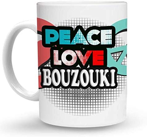 Makoroni - PEACE LOVE BOUZOUKI Music 15 грама Керамични Голяма Чаена чаша/Дизайн на чаша39