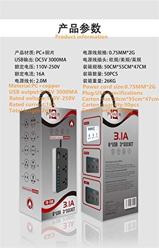 Power Strip with 6 USB and 3 Джак Wholesale Home Office Power Strip Travel Multi-Hole Power Outlet Plug Board USB Smart