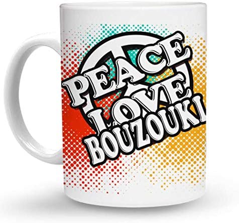 Makoroni - PEACE LOVE BOUZOUKI Music 15 грама Керамични Голяма Чаена чаша/Дизайн на чаша38