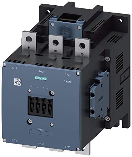 Siemens 3RT10 75-6AT36 Контактор на двигателя, 3 полюс, Размер на рамката S12, Винтови клеми, Обикновена сонда, 2 помощни контакт NO + 2 NC, 400 Ампера AC3, AC 40-60 Hz, DC 575-600 В
