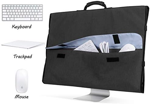 CURMIO Пътна чанта за Apple 21,5 iMac Настолен Компютър, Защитен Калъф За съхранение на Монитор Прахоустойчив Калъф с Гумена дръжка за 21,5 iMac Екран и аксесоари, черен, Патент д