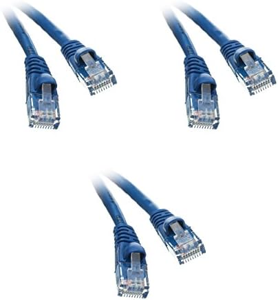 Cat5e 35 фута пач-кабел Ethernet, Snagless/Molded Обувка, 3-Pack, синьо (CNE50802)