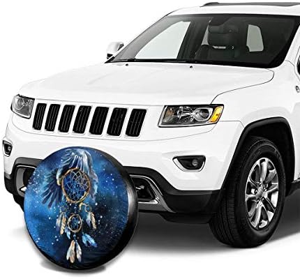 Delerain Dream Catcher network with Eagle Spare Tire Covers for Jeep RV Trailer SUV Truck and Many Vehicle, Wheel Covers
