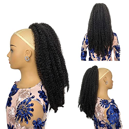 VAVANGA Marley Hair Опашка Drawstring 18-инчов Synthetic Braiding Hair Afro Извратени Опашка for Black Women Quick Wrap Pony автоматичен контрол и измерване Twist Hair Опашка Extension(#1B, 18 инча)