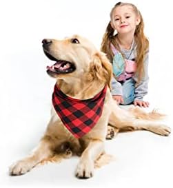 Pet Dog Bandanas - 2Pcs Classic Triangle Plaid Dog Scarf Bow Tiess, Washable Kerchief Set for Small Medium Cats Dogs Pets