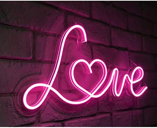 Britrio LED Neon Light Sign, 17 x8 Пинк Love Neon Sign Wall Hanging Art for Bar Pub Party Shop Window Спалня Living Room