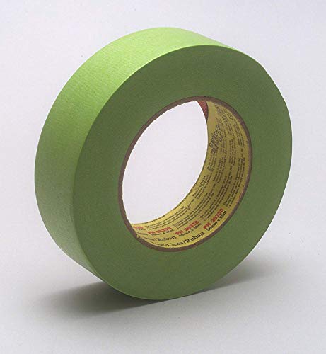 Залепваща лента 3M Scotch 233+ 26338-16 Crepe Paper Performance Masking Tape, работна температура от 250 градуса по фаренхайт, Якост на опън 25 паунда/инч, дължина 60 ярда x широчина 1-1/2 инча, зелен
